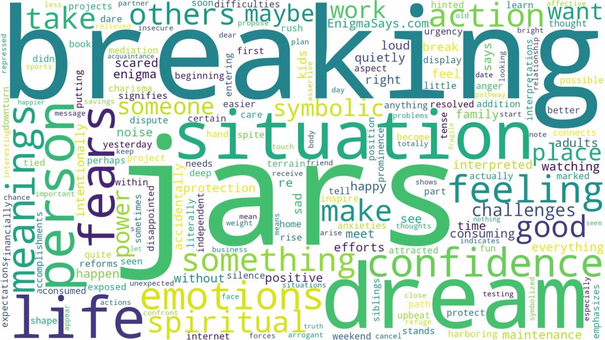 dream of breaking jars and related dreams with their meanings in a word cloud