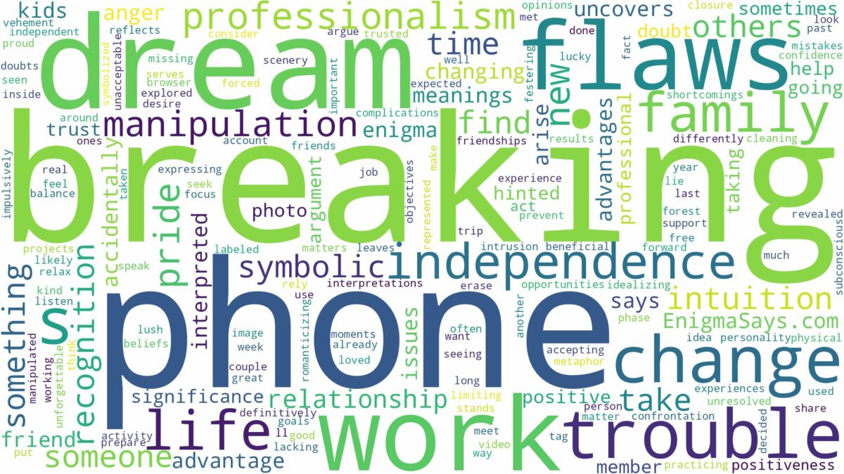 dream of breaking phone and related dreams with their meanings in a word cloud