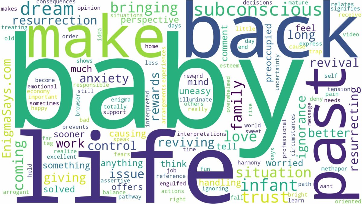 dreaming of bringing a baby back to life and related dreams with their meanings in a word cloud