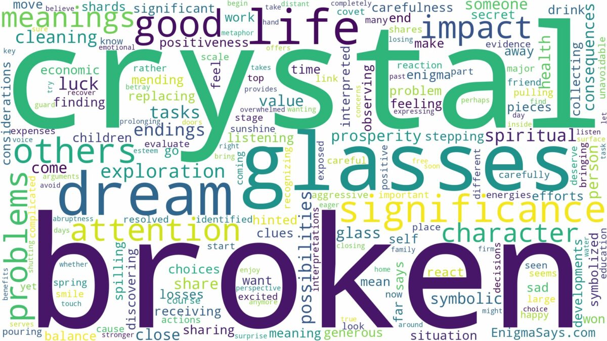 dream about broken crystal glasses and related dreams with their meanings in a word cloud