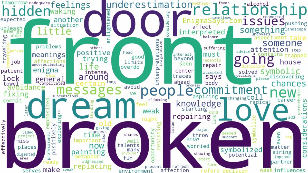 dream about broken front door and related dreams with their meanings in a word cloud