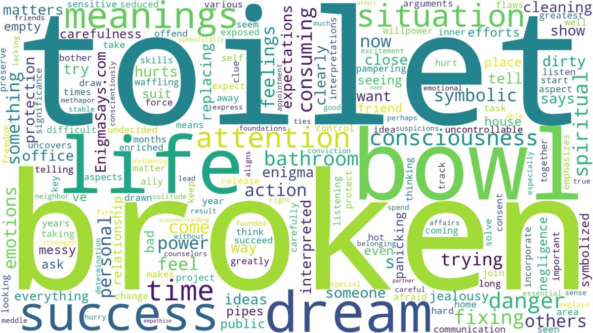 dream about broken toilet bowl and related dreams with their meanings in a word cloud