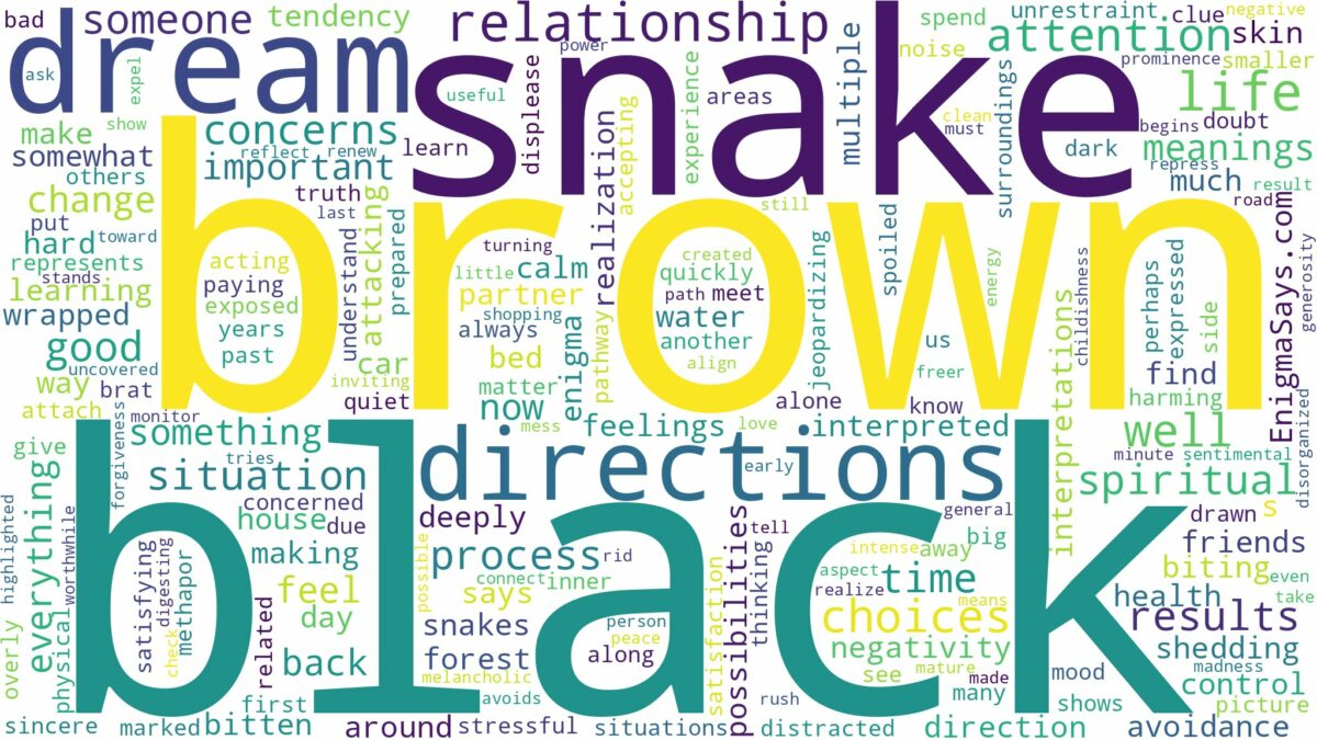 dream about brown and black snake and related dreams with their meanings in a word cloud