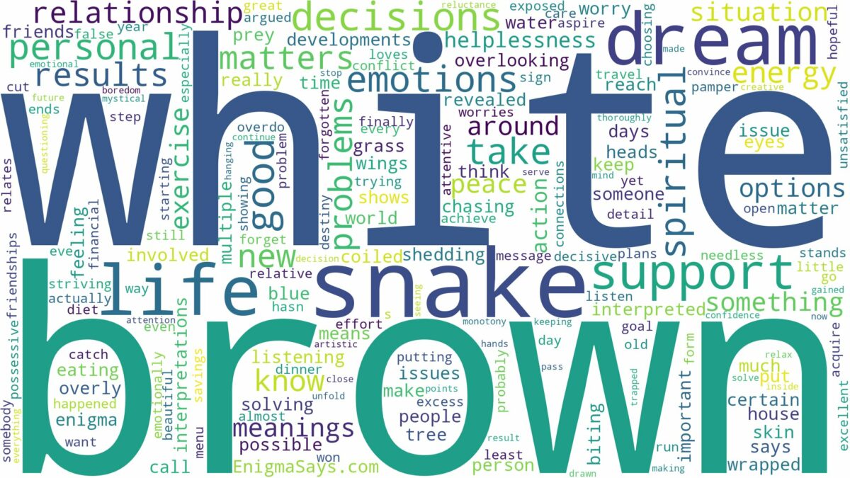 dream about brown and white snake and related dreams with their meanings in a word cloud