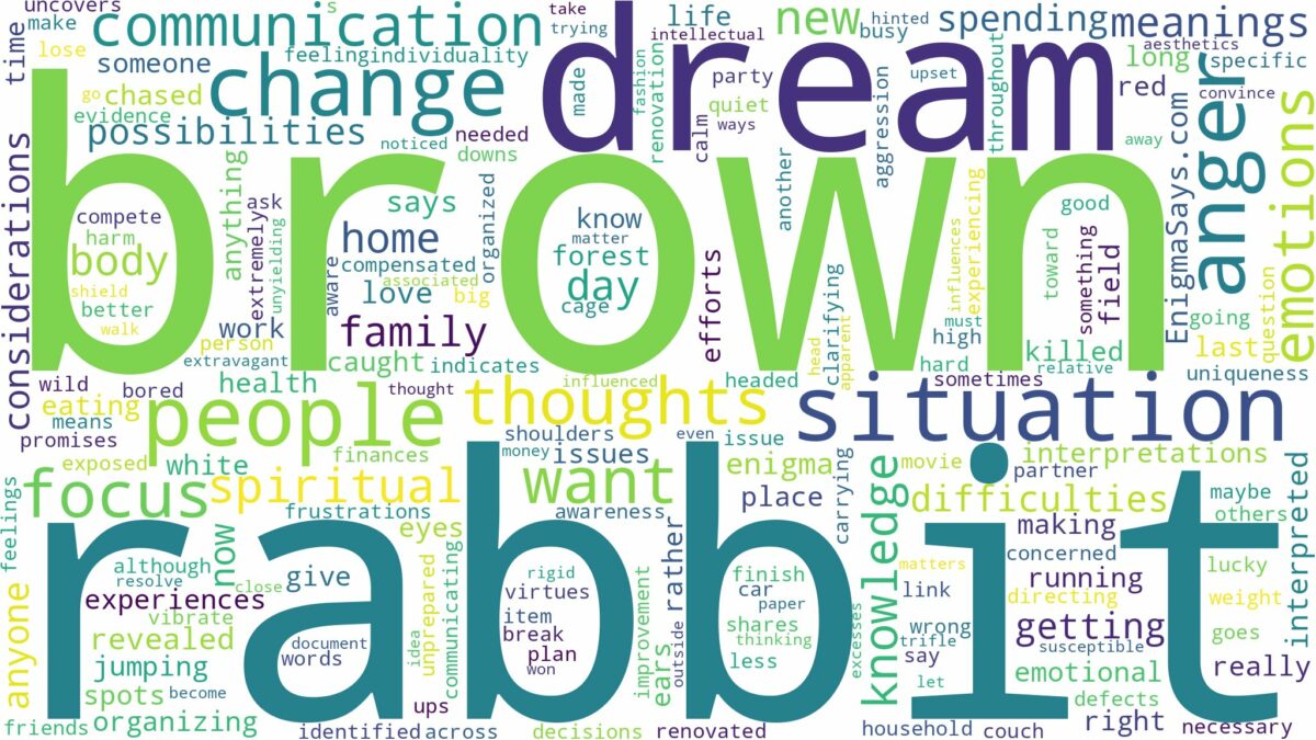 dream about brown rabbit and related dreams with their meanings in a word cloud