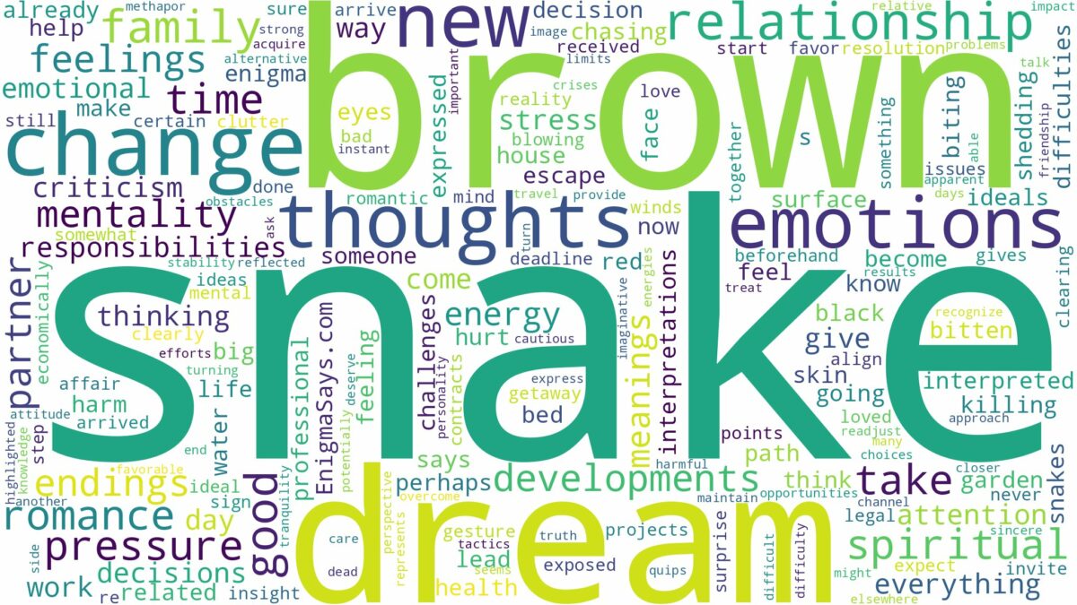 dream about brown snake and related dreams with their meanings in a word cloud