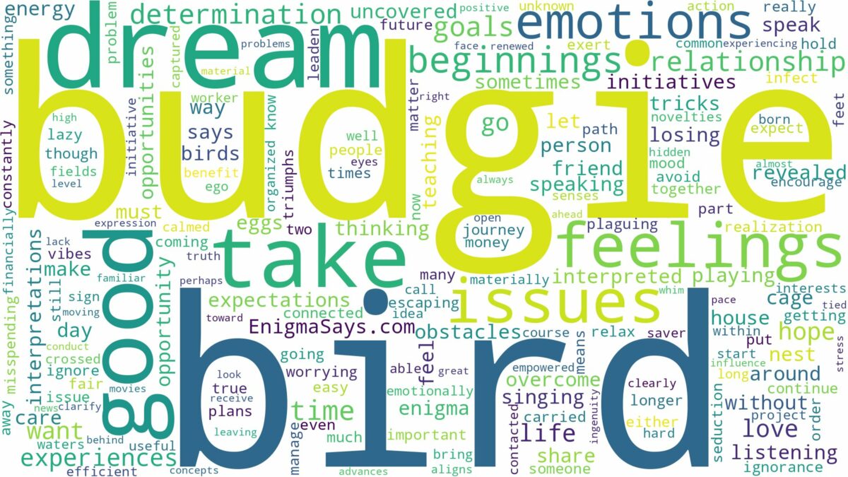 dream about budgie bird and related dreams with their meanings in a word cloud