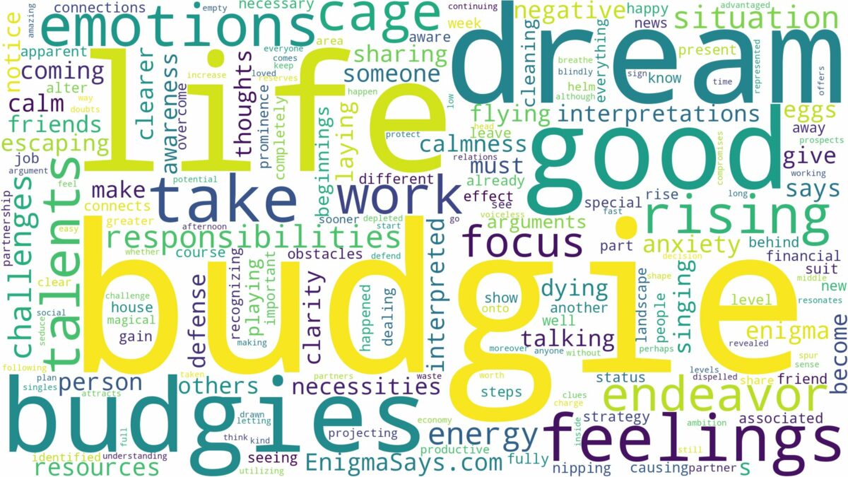 dreams about budgies and related dreams with their meanings in a word cloud