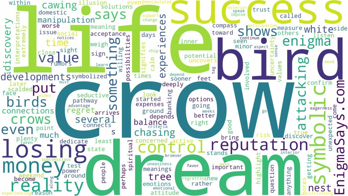 dream about crow bird and related dreams with their meanings in a word cloud