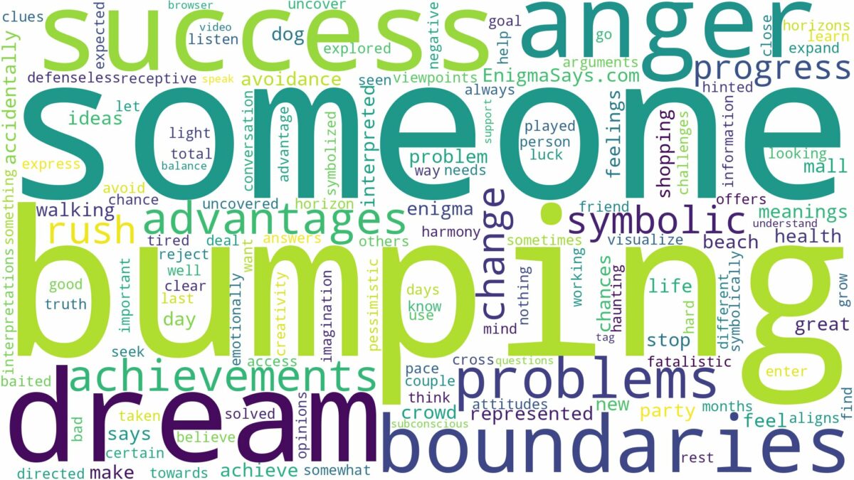 dream of bumping into someone and related dreams with their meanings in a word cloud