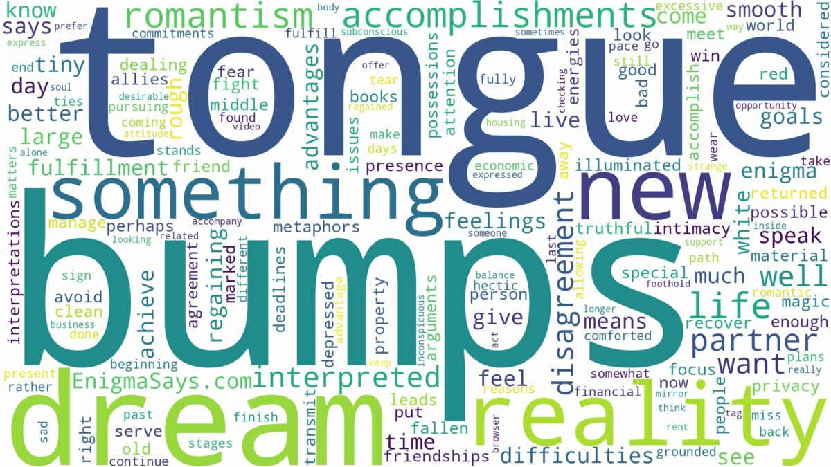 dreams about bumps on tongue and related dreams with their meanings in a word cloud