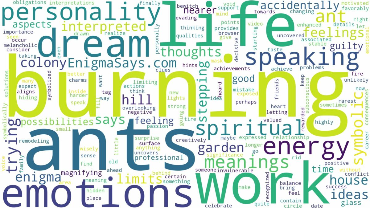 dream of burning ants and related dreams with their meanings in a word cloud