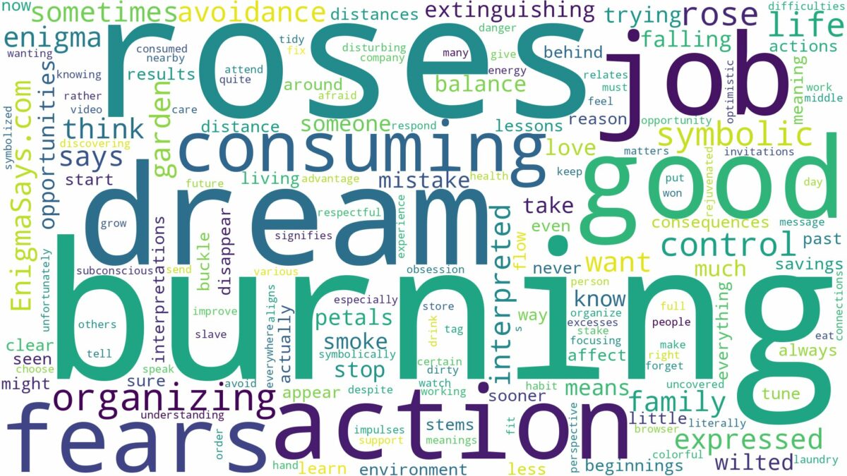 dream of burning roses and related dreams with their meanings in a word cloud