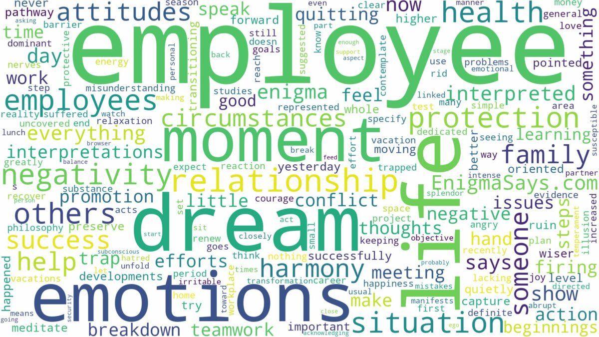 dreams about employees and related dreams with their meanings in a word cloud