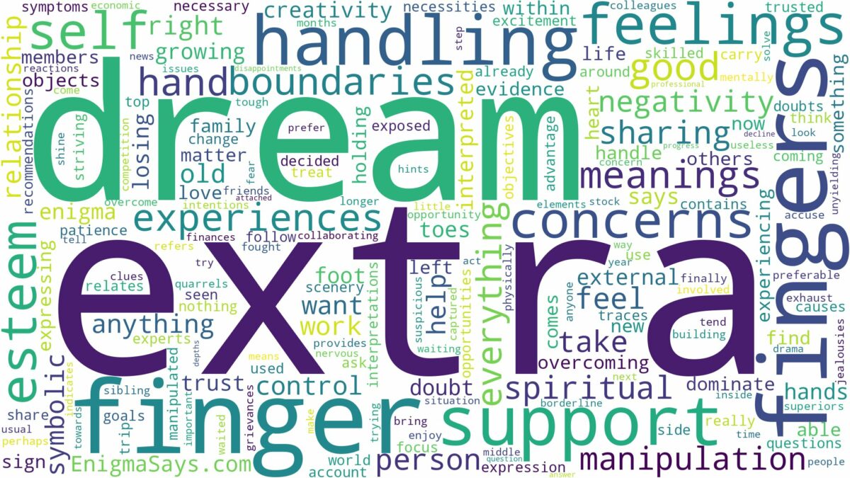 dream about extra finger and related dreams with their meanings in a word cloud