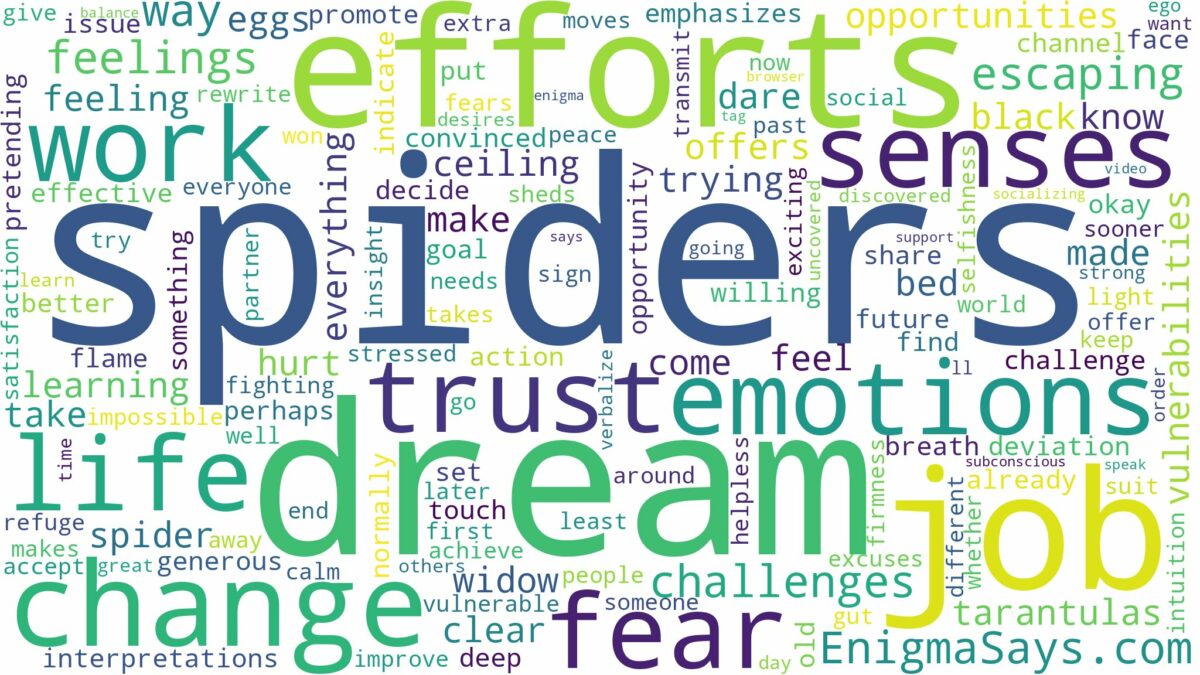 dream about fear of spiders and related dreams with their meanings in a word cloud