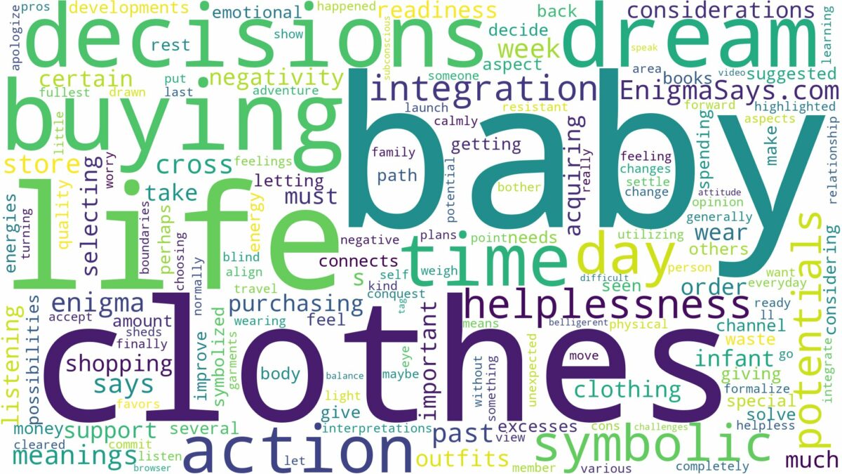 dreaming of buying baby clothes and related dreams with their meanings in a word cloud