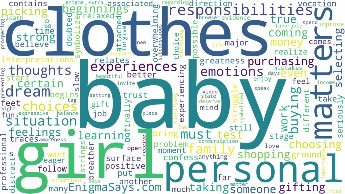 dreaming of buying baby girl clothes and related dreams with their meanings in a word cloud