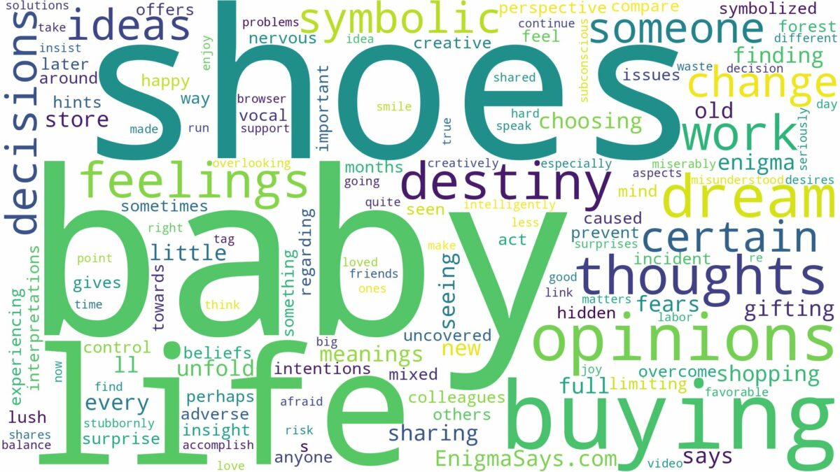 dreaming of buying baby shoes and related dreams with their meanings in a word cloud