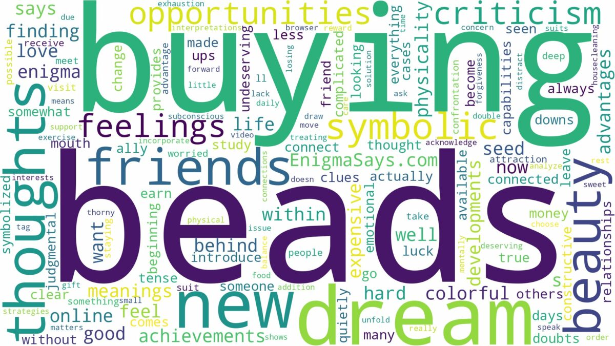 dream of buying beads and related dreams with their meanings in a word cloud