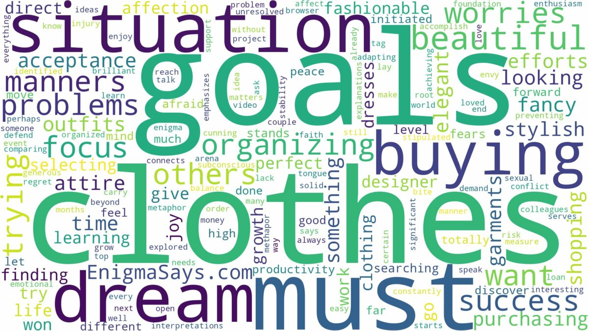 dreaming of buying beautiful clothes and related dreams with their meanings in a word cloud