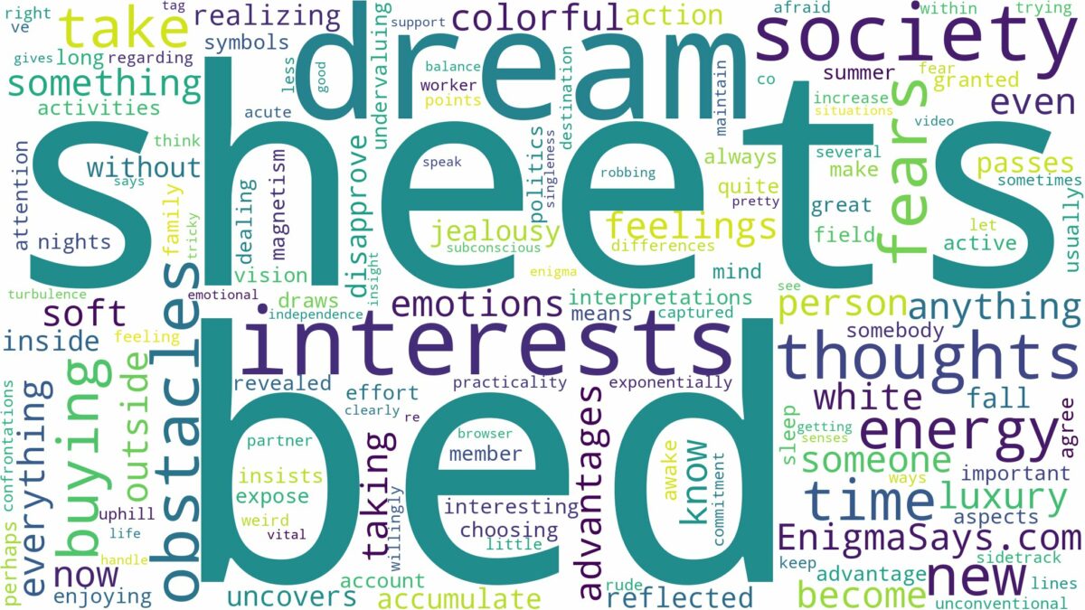 dreaming of buying bed sheets and related dreams with their meanings in a word cloud