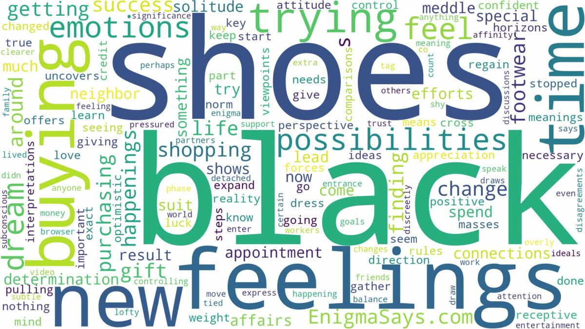 dreaming of buying black shoes and related dreams with their meanings in a word cloud