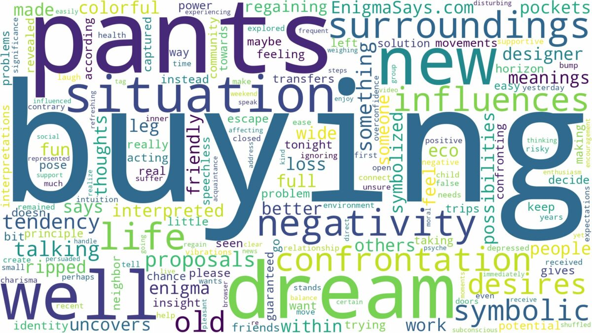 dream of buying pants and related dreams with their meanings in a word cloud