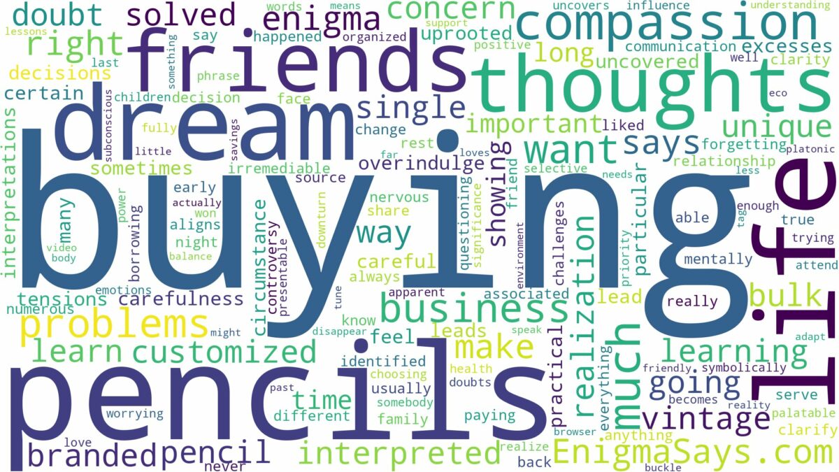 dream of buying pencils and related dreams with their meanings in a word cloud