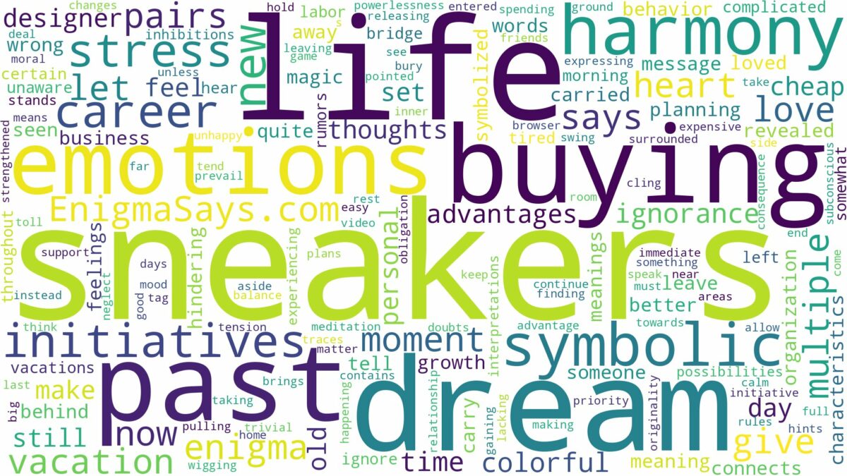 dream of buying sneakers and related dreams with their meanings in a word cloud