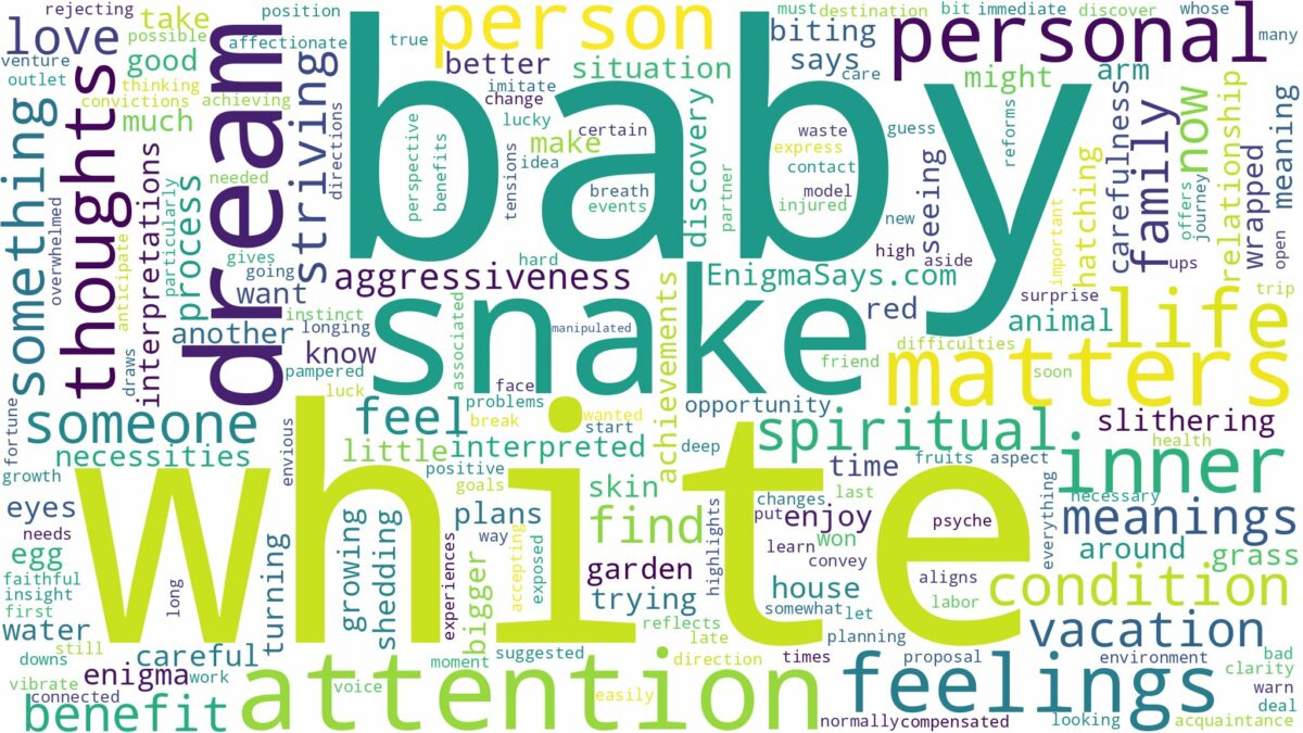 dream about a baby white snake and related dreams with their meanings in a word cloud