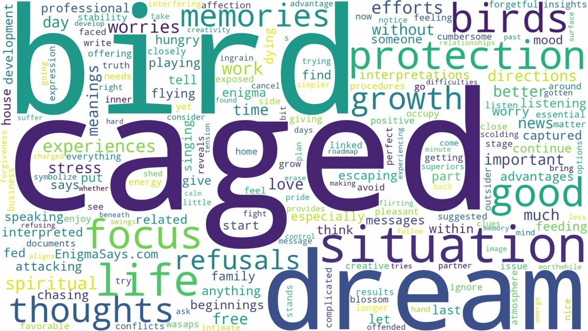 dream about caged birds and related dreams with their meanings in a word cloud