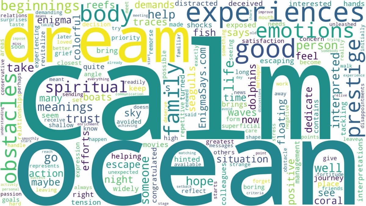 dream about calm ocean and related dreams with their meanings in a word cloud