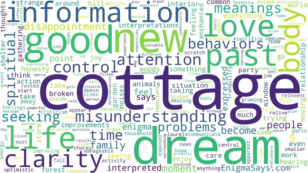 dream about a cottage and related dreams with their meanings in a word cloud