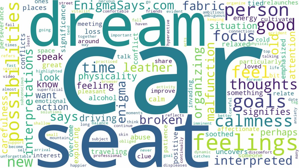 dream about car seat and related dreams with their meanings in a word cloud