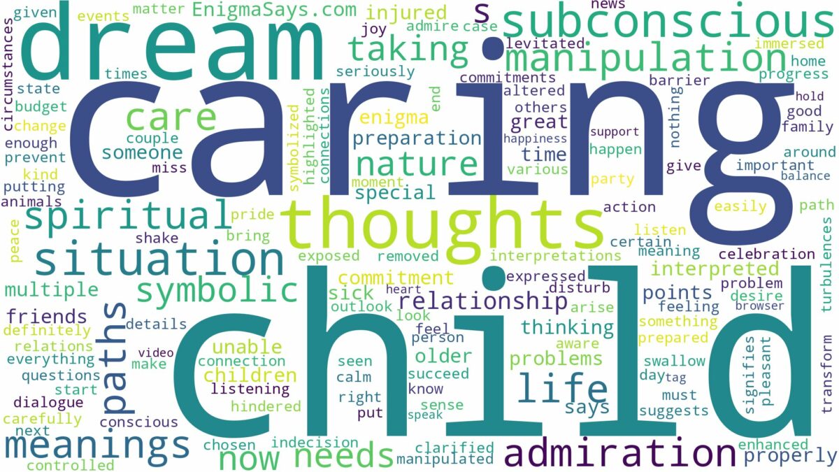 dream of caring for a child and related dreams with their meanings in a word cloud