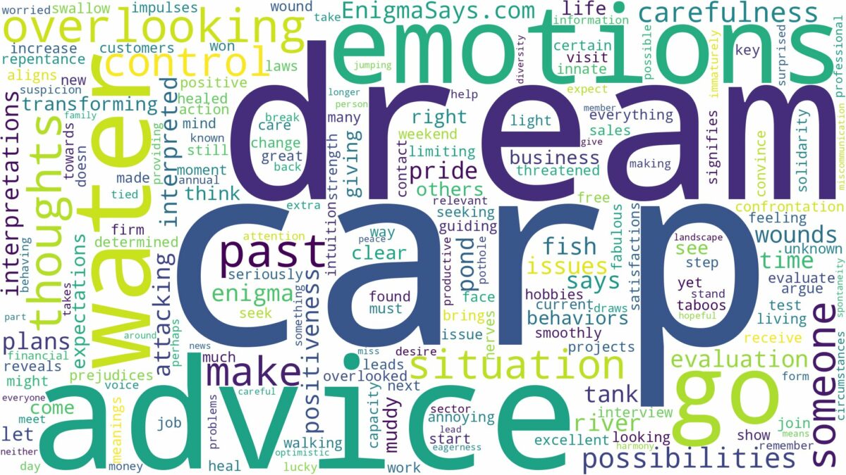 dream about carp and related dreams with their meanings in a word cloud