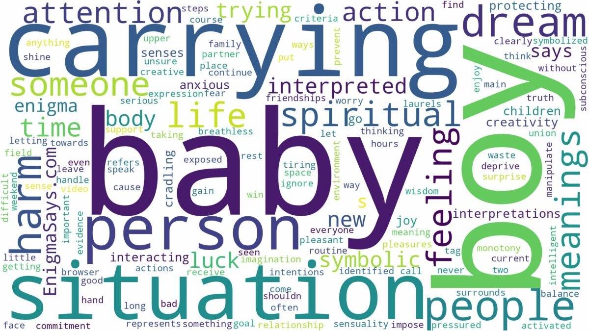 dreaming of carrying a baby boy and related dreams with their meanings in a word cloud