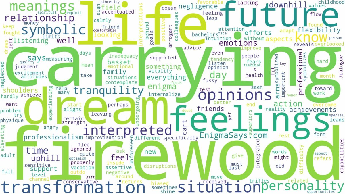 dream of carrying firewood and related dreams with their meanings in a word cloud