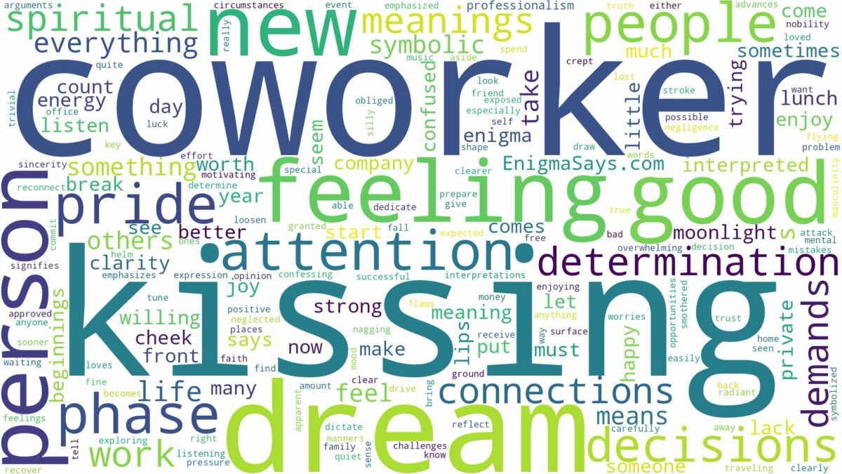 dreaming of a coworker kissing you and related dreams with their meanings in a word cloud