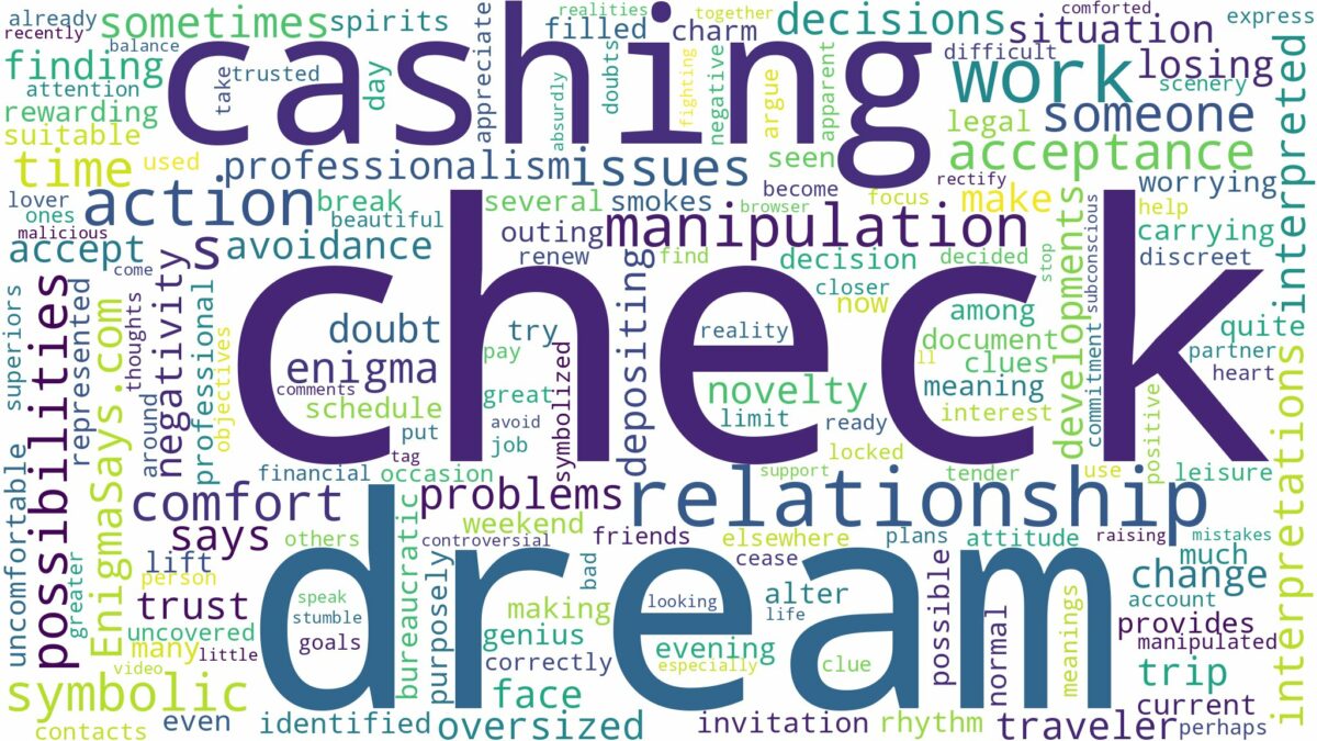 dream of cashing a check and related dreams with their meanings in a word cloud