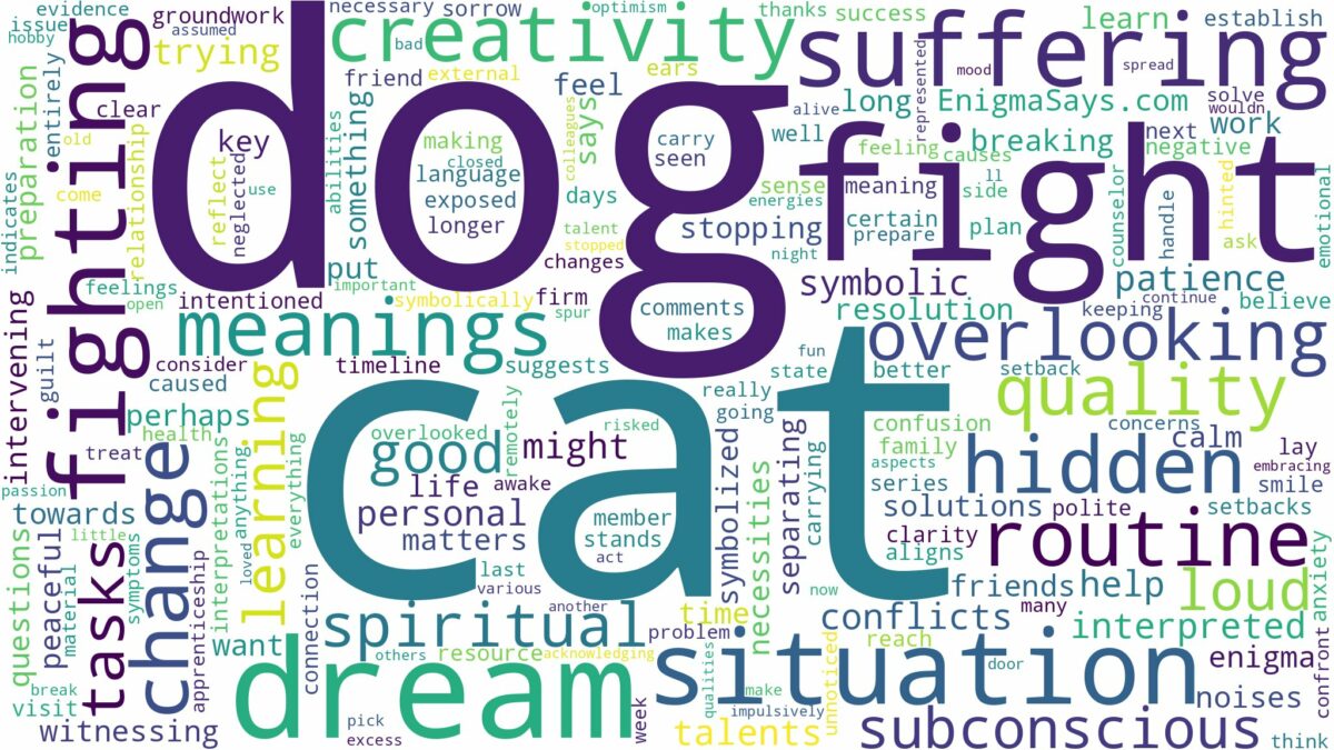 dreaming about cat and dog fighting and related dreams with their meanings in a word cloud