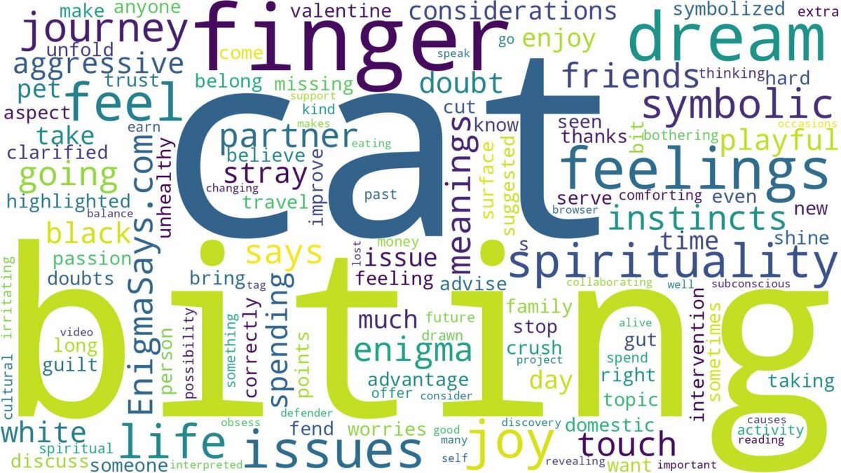 dreaming about cat biting your finger and related dreams with their meanings in a word cloud