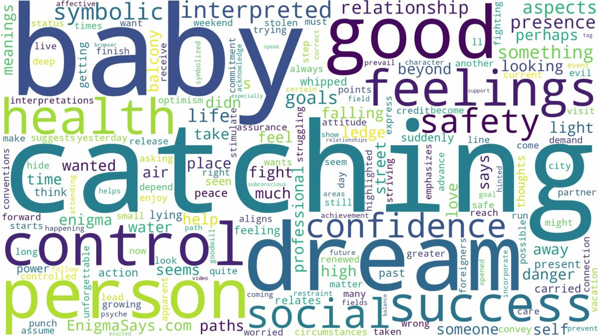 dream of catching a baby and related dreams with their meanings in a word cloud