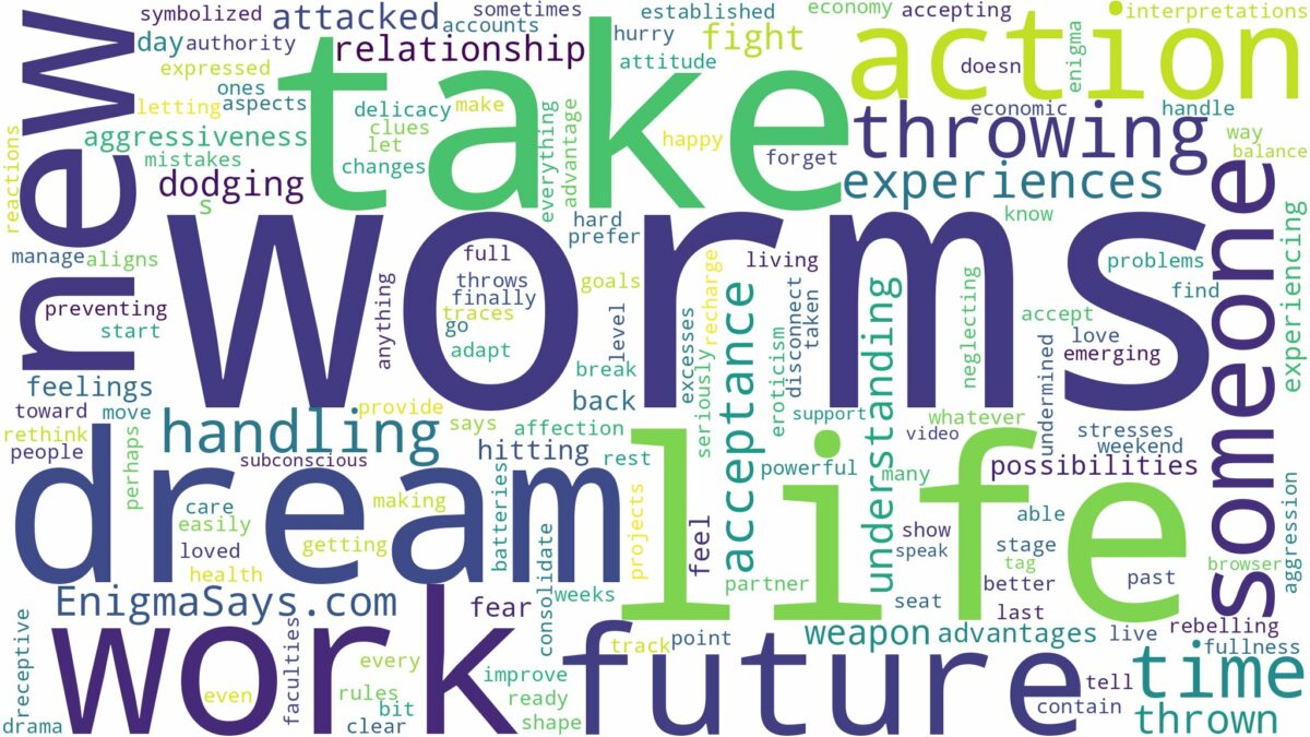 dreaming about someone throwing worms at you and related dreams with their meanings in a word cloud