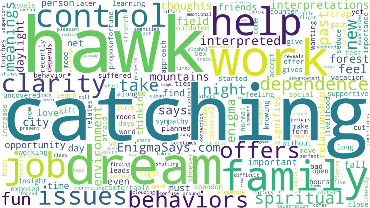 dream of catching a hawk and related dreams with their meanings in a word cloud