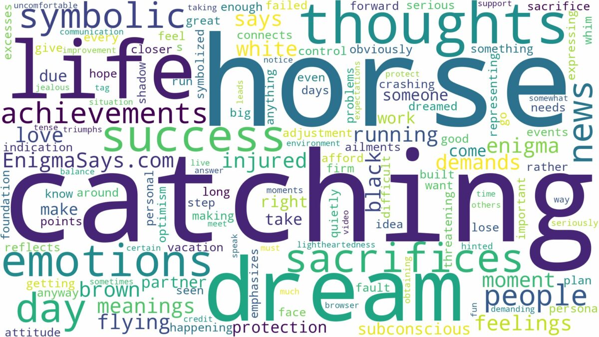 dream of catching a horse and related dreams with their meanings in a word cloud