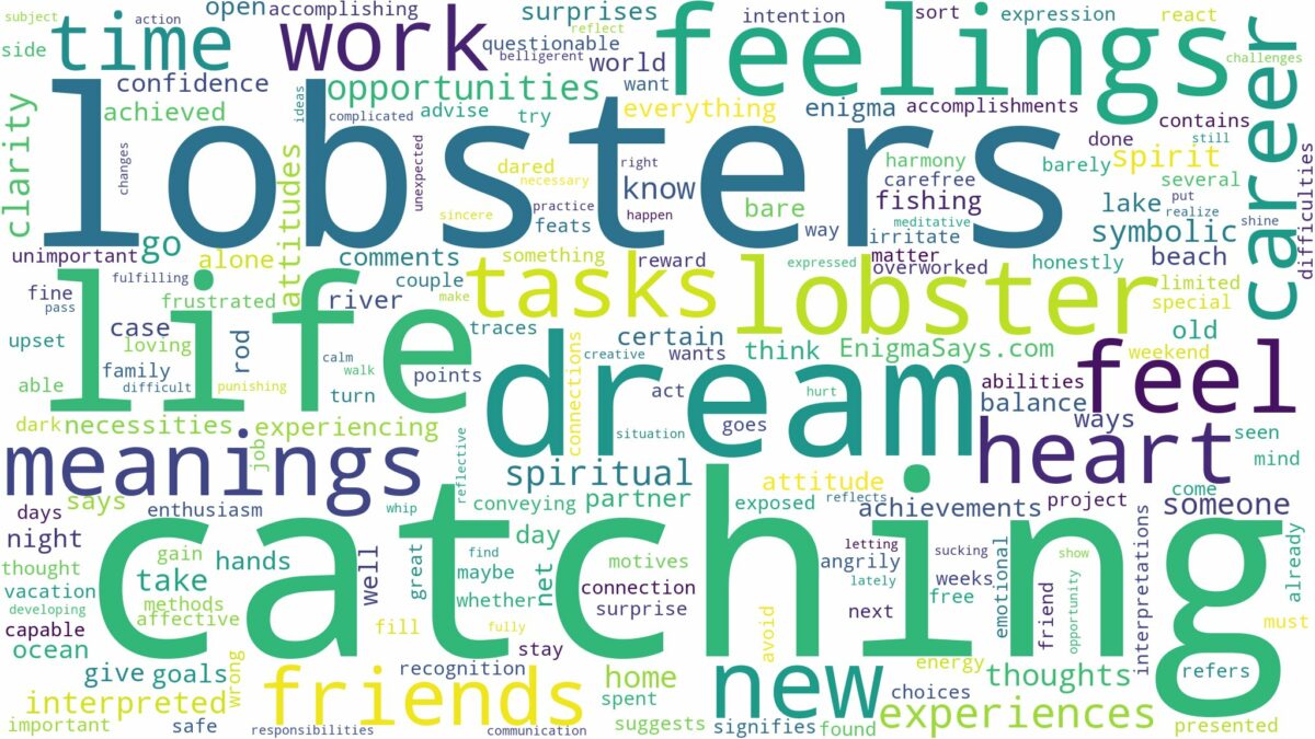 dream of catching a lobster and related dreams with their meanings in a word cloud