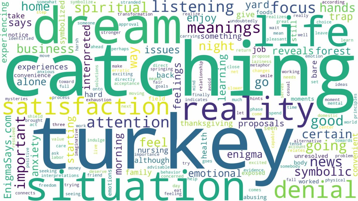 dream of catching a turkey and related dreams with their meanings in a word cloud