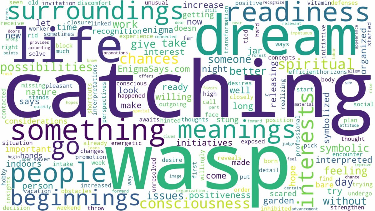 dream of catching a wasp and related dreams with their meanings in a word cloud